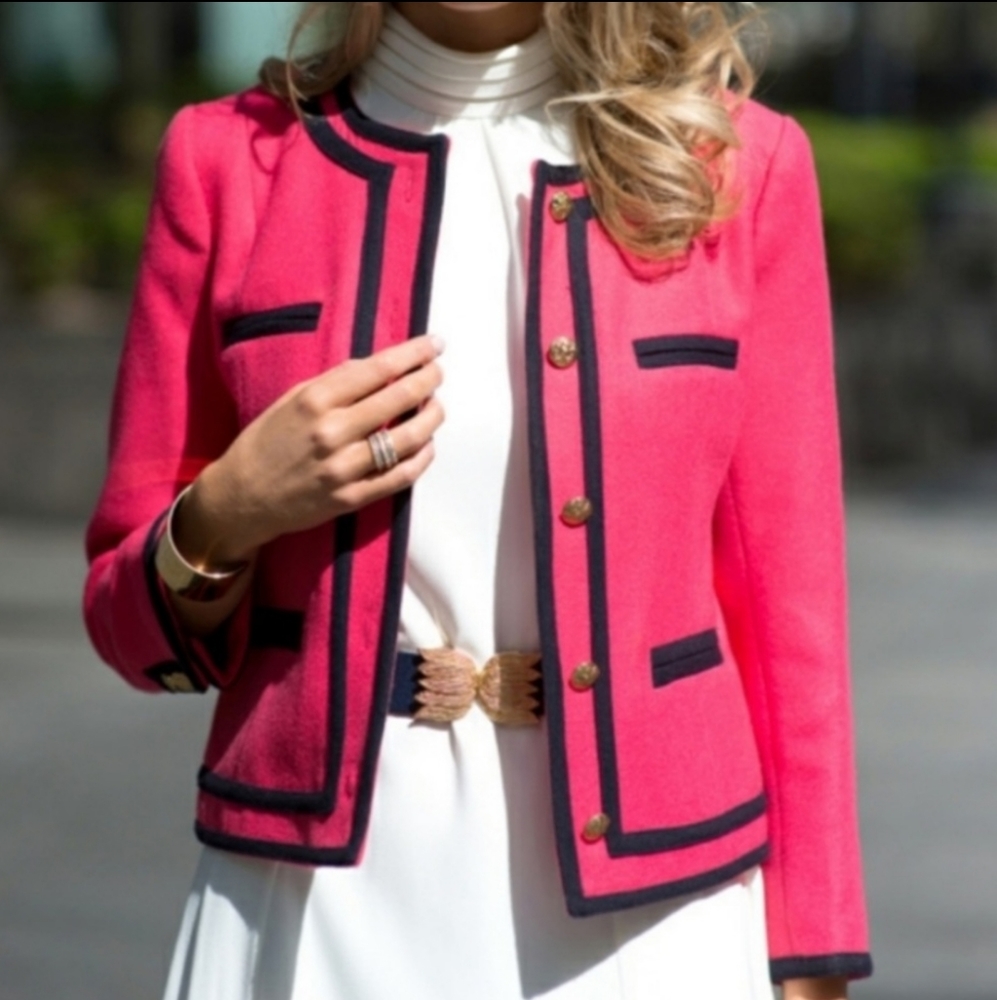 J. Crew Double Serge Berry Pink Wool Blazer 4